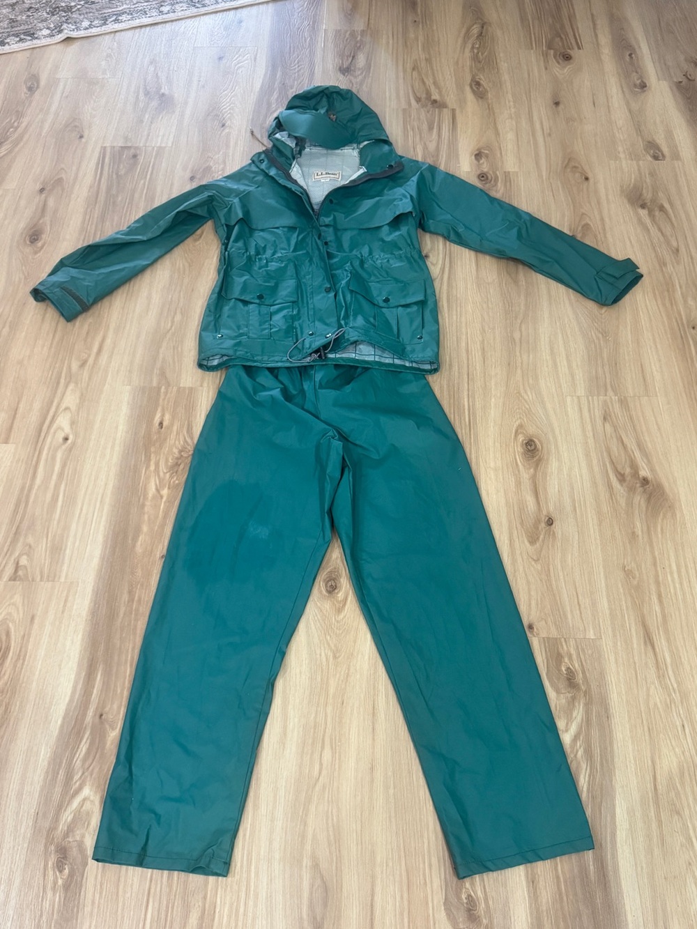 L.L. Bean Women's Teal Rain Jacket and Track Pants Set